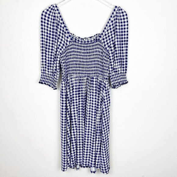 DRAPER JAMES | Jo Dee Navy Gingham Babydoll Dress Small Cottagecore - Picture 4 of 11